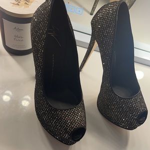 Sharon 115 Giuseppe diamond studded peep toe.